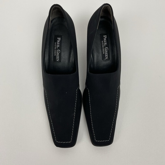 Paul Green Black Heels Womens 3.5 Square Toe Handmade Austria - Picture 6 of 10